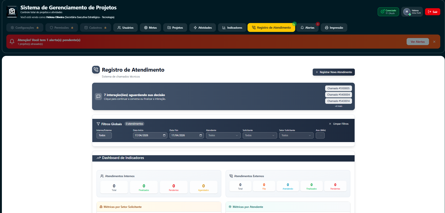 Registro de atendimentos
