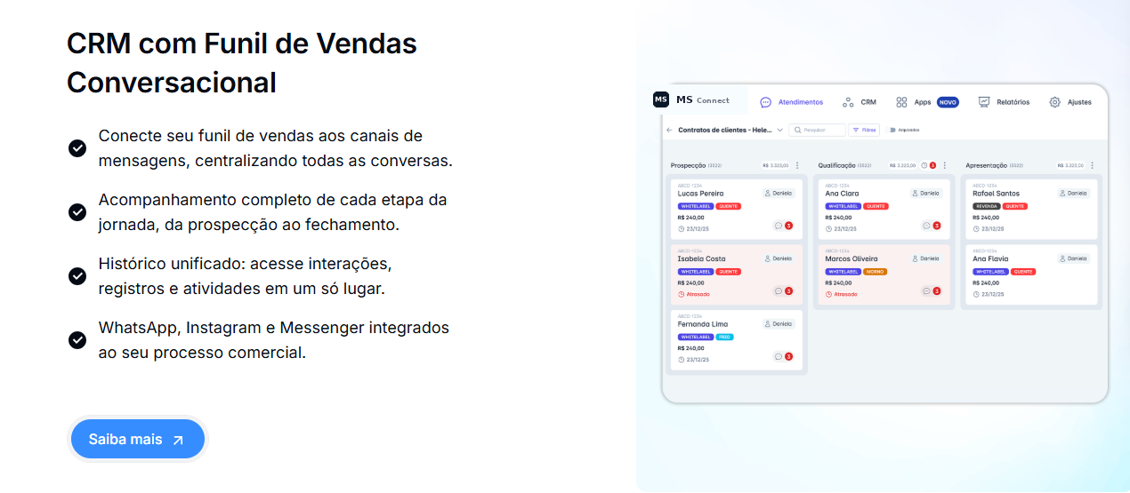 Funil de vendas Kanban